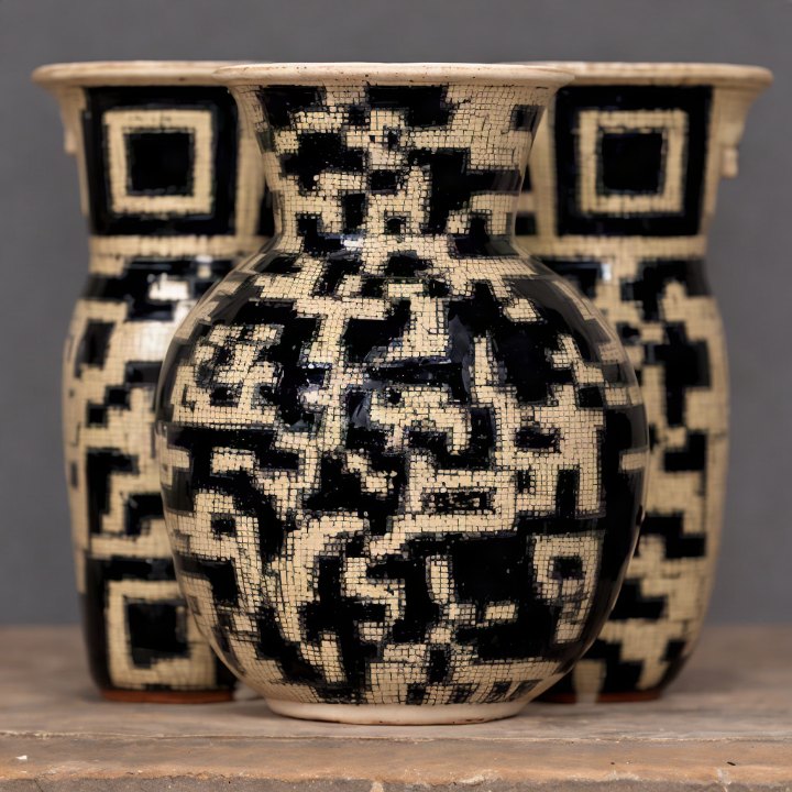 QR code glazed onto ceramic vases