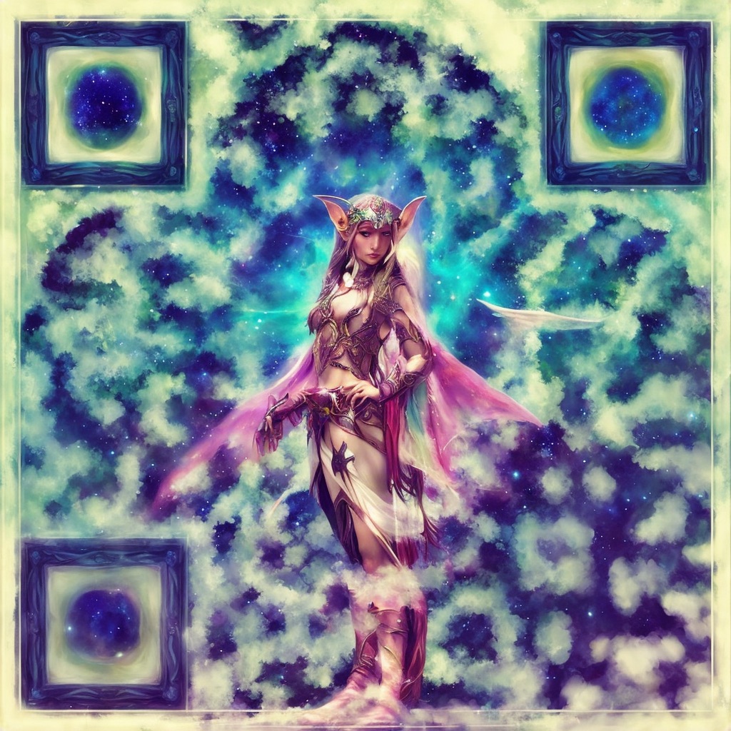 QR code drawn as an ethereal fantasy elf illustration