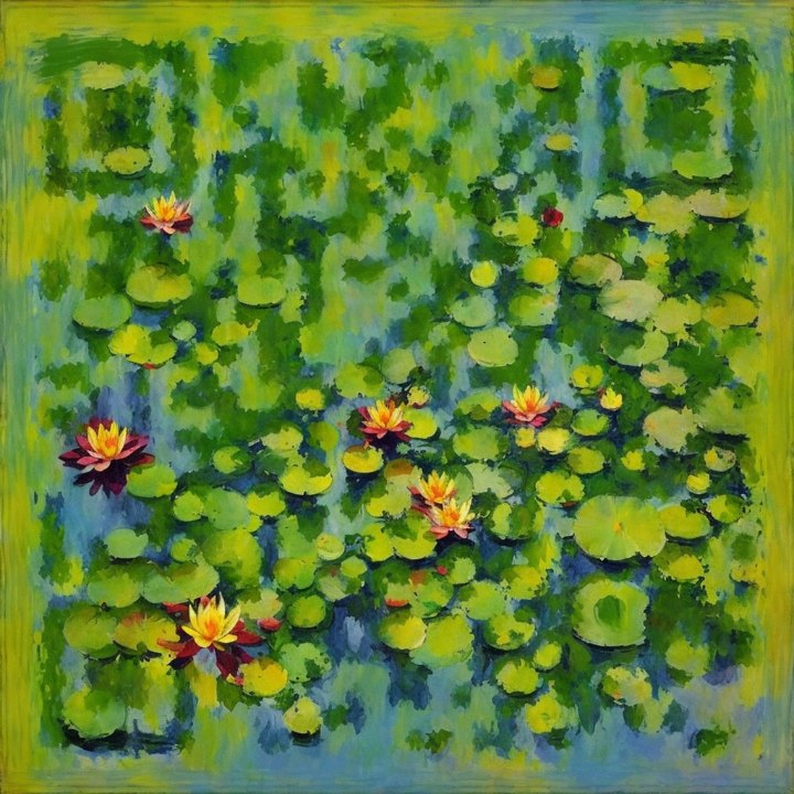 QR code painted as impressionist water lilies