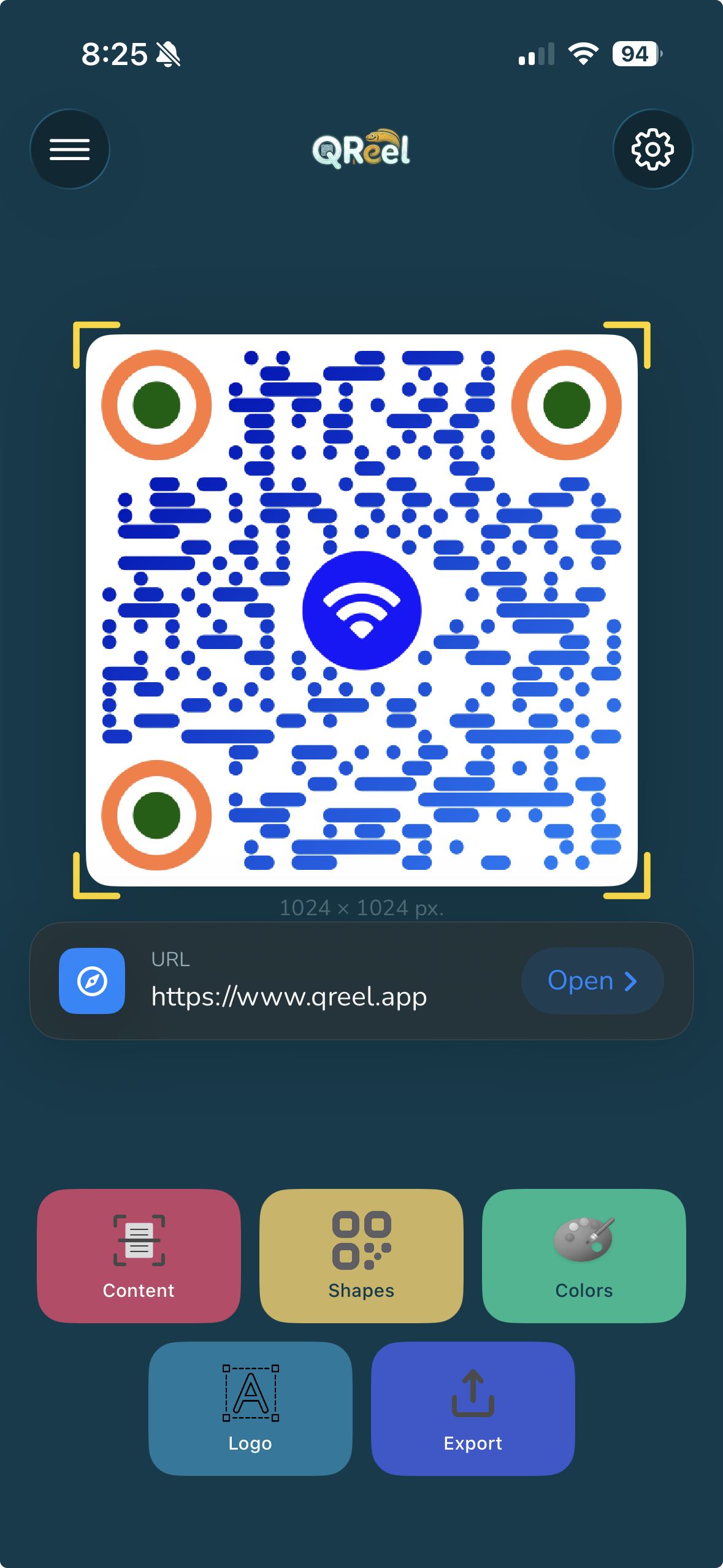 A finished QReel code on iPhone
